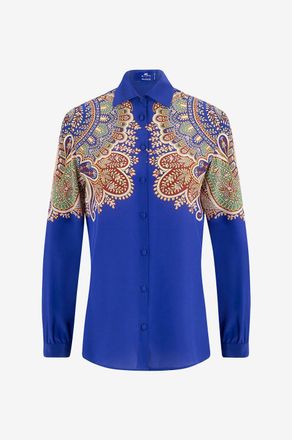 Etro Seidencr&ecirc;pe-Hemd Floral Paisley Plac&eacute;
