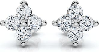 Pompeii3 1/2Ct Jackie Diamond Studs 14k Gold Earrings Lab Grown 1/3 Tall