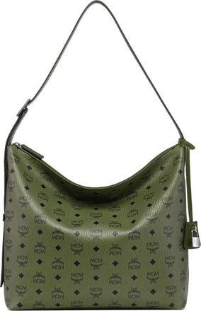 MCM Borsa a spalla Aren Visetos grande con monogramma - Verde