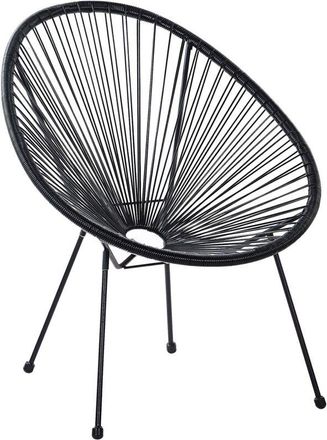 Beliani Beliani - Modern Accent Chair Round pe Rattan Steel Living Room Black Acapulco ii