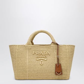 Prada Large shopping bag in crochet with leather details