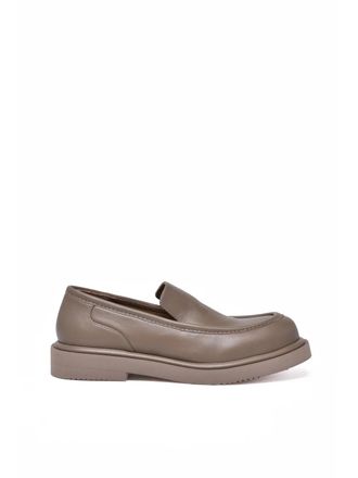 Paloma Barcel&oacute; Taupe Leather Classic Loafers