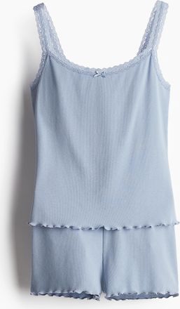 H&M Gerippter Pyjama - Blue