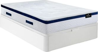 Vente-Unique Cama 160 x 200 cm - Somier con arc&oacute;n blanco + colch&oacute;n h&iacute;brido de muelles ensacados - MARQUIS de YSM&Eacute;E