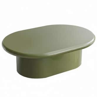 Oviala Mesa de centro ovalada de 100 x 70 cm en MDF lacado en verde oliva