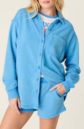 PJ Salvage Washed Away Pajama Shirt Jacket in Marine Blue at Nordstrom, Size X-Large
