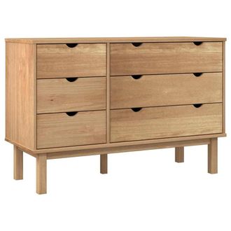 Berkfield Home Drawer Cabinet OTTA 111x43x73.5cm Solid Wood Pine in Light Brown | Size: 111x43x73.5 cm