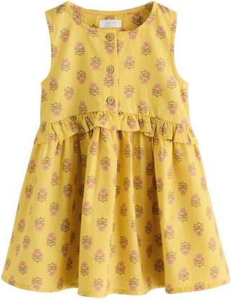 Next Kids Floral Print Button Cotton Sundress in Yellow at Nordstrom, Size 12-18M