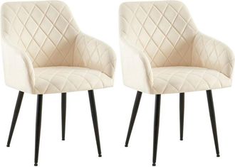 Clp Lote de 2 sillas de comedor Monett terciopelo Crema Metal negro mate