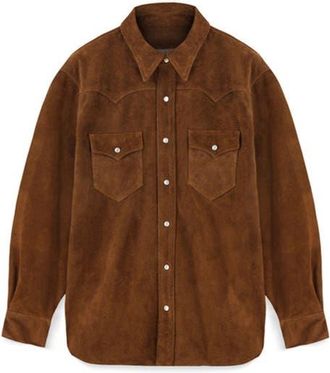 Fortela Linda Suede Leather Overshirt in Mou at Nordstrom, Size 44 Eu