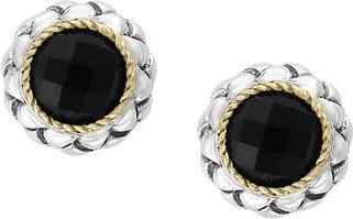 Effy Two Tone Onyx Button Stud Earrings in Black at Nordstrom Rack
