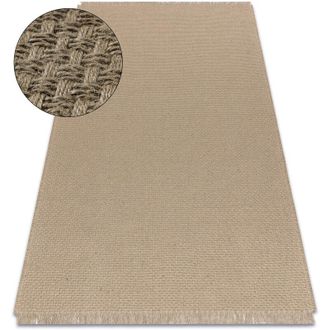 RugsX Rugsx - Alfombra Jute 3731 Beige Obscuro Uniforme - Yute, Tejido Plano, Flecos Beige 140x190 Cm