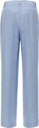 P.A.R.O.S.H. Viscose Linen Blend Trousers - Blue