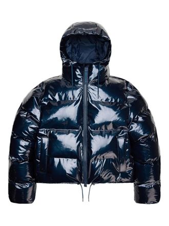 Rains high-shine puffer jacket - women - Fabric - M - Blue