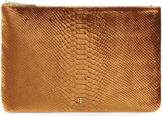 Elisabetta Franchi Crocodile-Effect Faux Leather Clutch Bag