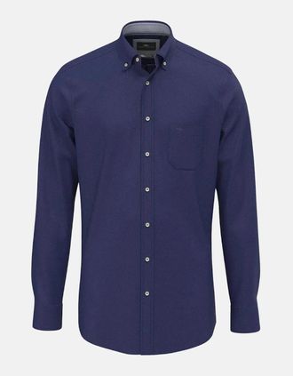 Fynch-Hatton Mens Essential Flannel Button Down Shirt Navy - Size: 38/Regular