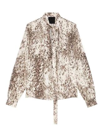 Givenchy Snow-Leopard Printed Lavalliere Blouse