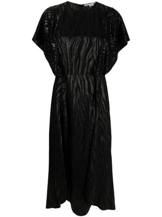 Stella McCartney woodgrain-effect midi dress - women - Viscose/Polyamide - 40 - Black