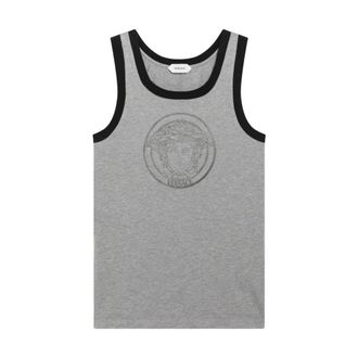 Versace Dames, Tops, Grijs, Maat: XS Leer