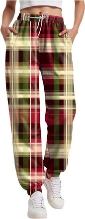 Generic Women Christmas Sweatpants UK High Waist Baggy Trousers Funny Snowman Print Holiday Sweatpants Oversized Xmas Drawstring Jogger Holiday Long Pants Lad