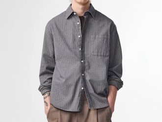 Nn.07 Deon Long Sleeve Flannel Shirt In Indigo Check