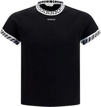Versace Katoenen trui T-shirt - Heren - Tops - Zwart - Maat: S Katoen