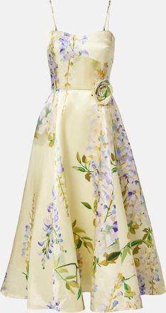 LEO LIN Abito midi Mariela in lino e seta con stampa