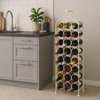 Biscottini International Portavasos De Vino Portabotellas De Hierro Forjado Bodega 107x35 Expositor De Vino De Pie Portavinos 24 Botellas Tienda De Vinos