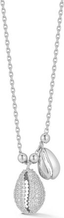 Glaze Jewelry Pav&eacute; Cubic Zirconia Shell Charm Pendant Necklace in Silver at Nordstrom Rack