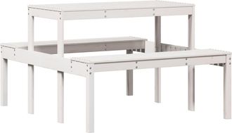 vidaXL Vidaxl - Mesa De P&iacute;cnic Madera Maciza De Pino Blanco 110x134x75 Cm