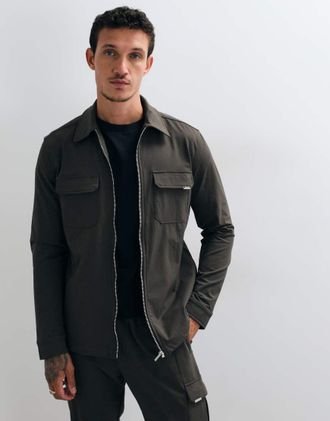 Capo camicia giacca utility coordinata kaki-Verde