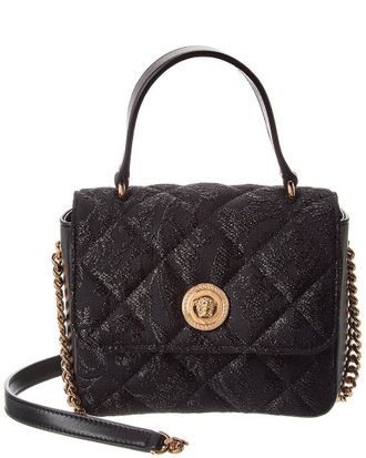 Versace La Medusa Quilted Canvas & Leather Shoulder Bag