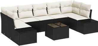 vidaXL Garden Sofa Set 8 pcs Black Poly rattan Vidaxl
