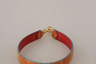 Dolce & Gabbana Womens Orange Leather Swirl Print Bag Shoulder Strap