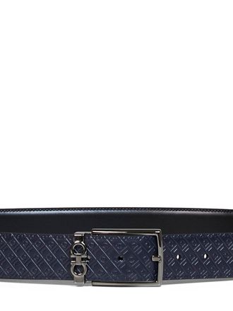 Ferragamo Mens Belt Reversible Leather Midnight Blue-Black Calf