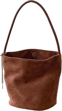 Generic Vintage Tassel Ladies Bucket Shoulder Bags Small Matte PU Leather Lady Handbag Suede Female Totes Bolsos(G)
