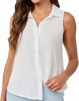 Bella Dahl Mixed Sleeveless Button Down Shirt In White