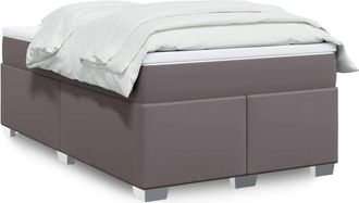 vidaXL Vidaxl - Cama Box Spring Con Colch&oacute;n Cuero Sint&eacute;tico Gris 120x200 Cm