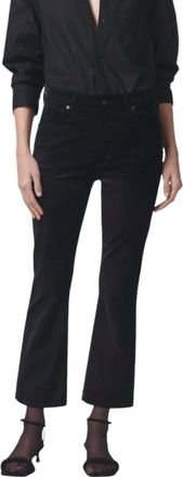 Citizens Of Humanity Isola Cropped Boot In Velvet Jeans In Blk