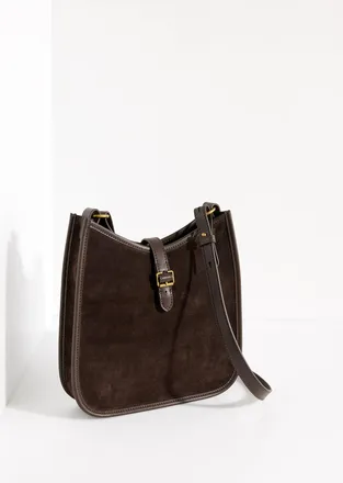 Talbots Nadine Suede Saddle Bag - Dark Chocolate - 001 Talbots