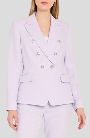 Tahari by ASL Double Breasted Twill Blazer in Soft Violet at Nordstrom, Size 14