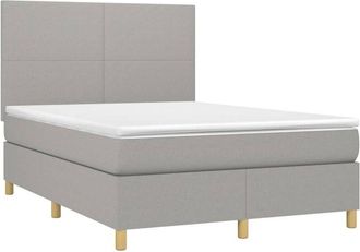 vidaXL Vidaxl - Cama Box Spring Colch&oacute;n Y Luces Led Tela Gris Claro 140x190 Cm