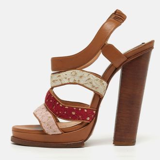 N&deg;21 Size 40.5 Beige Patent Leather And Satin Peep Toe Ankle Strap Sandals