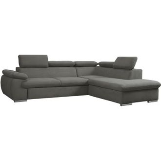 Vente-Unique Vente-unique - Divano letto angolare con contenitore in tessuto Antracite - Angolo a destra - fabien