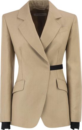 Max Mara Mxsfionda blazer met dubbele rij knopen in puur linnen natt&eacute;