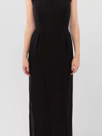 Dolce & Gabbana silk boat neck short-sleeve maxi dress
