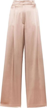 Max Mara Pianoforte Broeken - Dames - Wijde Broeken - Bruin - 2XS - Satijn - Broeken