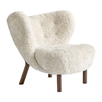 &tradition Little Petra VB1 fauteuil onderstel walnoot - wit/schapenhuid Moonlight 17mm/bxdxh 79x83x75cm/onderstel walnoot geolied