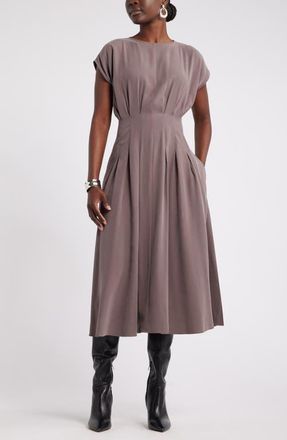 Nordstrom Pleated A-Line Dress in Grey Plum at Nordstrom, Size Xx-Large