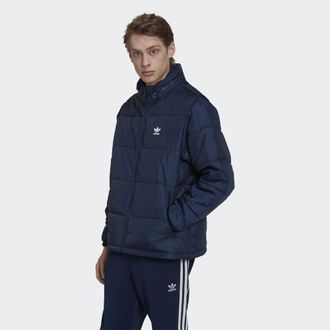adidas Originals ADIDAS Originals Mens Essentials Padded Puffer Jacket - Blue Recycled Material - Size Small